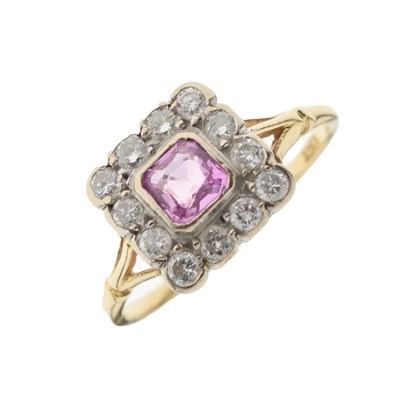 Lot 6 - Pink sapphire and diamond cluster ring