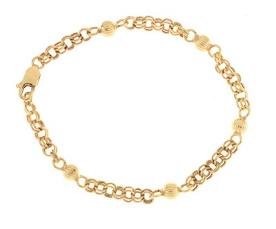 Lot 55 - 9ct gold fancy belcher and ball link bracelet