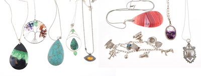 Lot 54 - Quantity of various hardstone set pendants