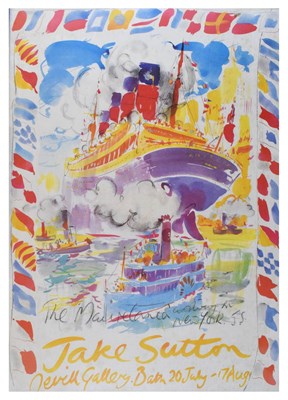 Lot 635 - Jake Sutton Bath poster -  'The Mauretania arriving in New York'