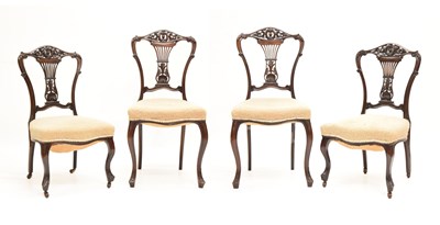 Lot 679 - Set of four circa 1900 mahogany parlour chairs
