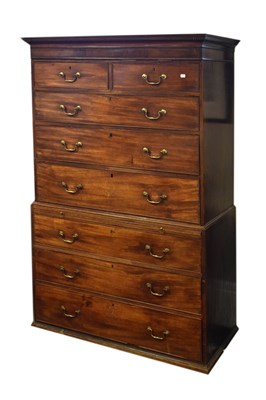 Lot 658 - George III mahogany tallboy or chest-on-chest