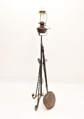 Lot 719 - Art Nouveau cast metal floor oil lamp