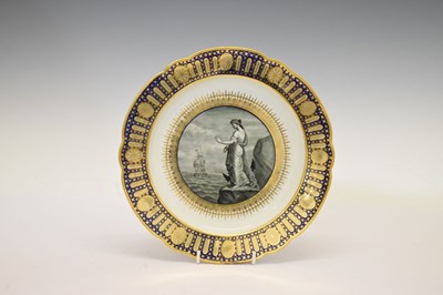 Lot 401 - Late 18th century Flight Worcester plate from the 'Hope Service'