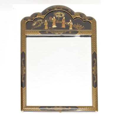 Lot 624 - Chinese black lacquered mirror