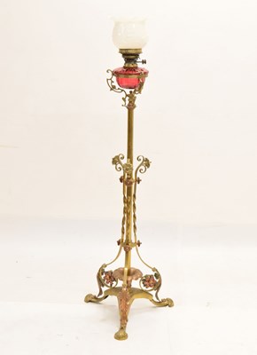 Lot 671 - Early 20th century telescopic brass standard lamp