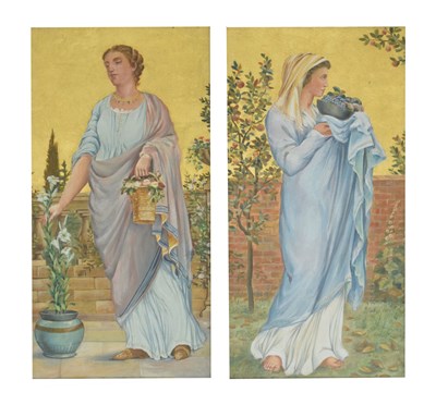 Lot 554 - Pair of late Victorian Aesthetic studies of classical maidens