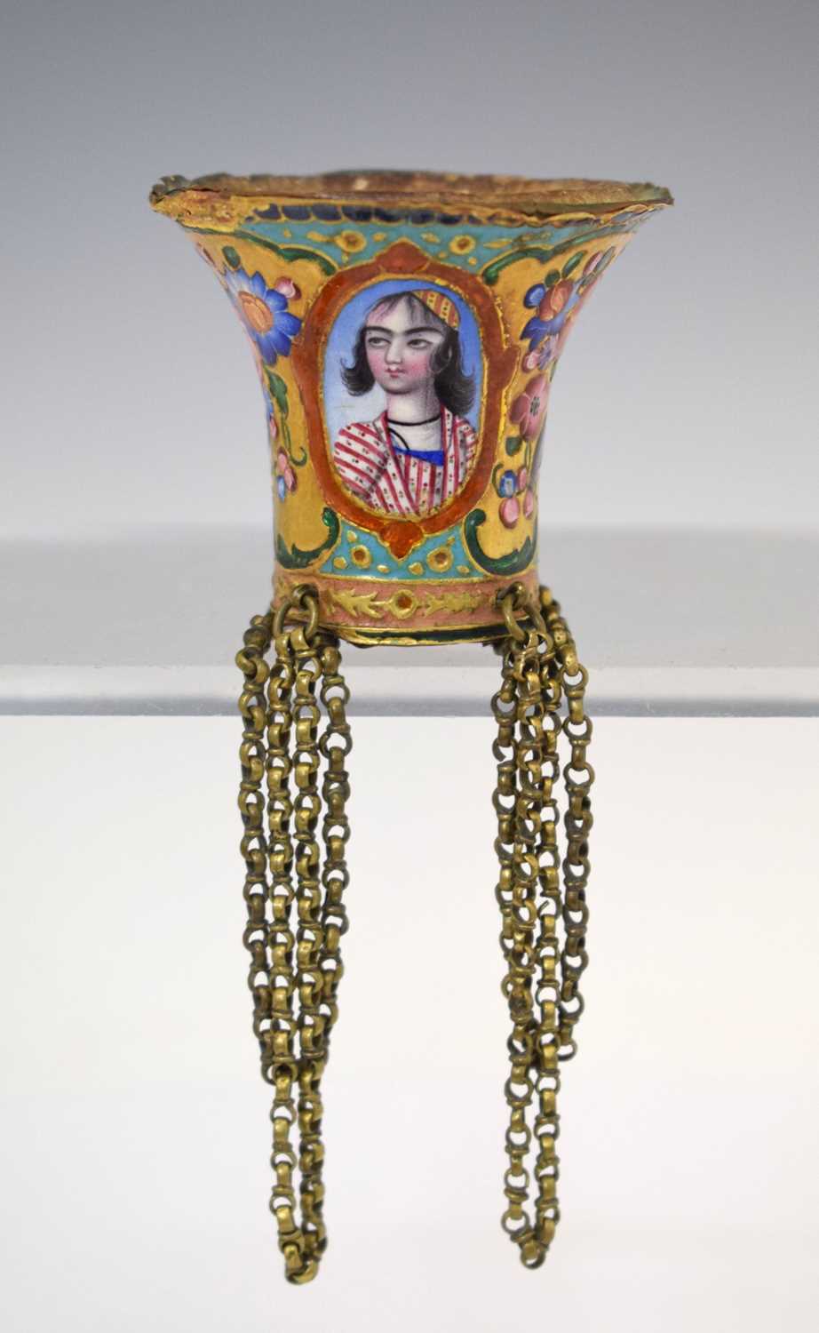 Lot 489 - Persian enamel holder
