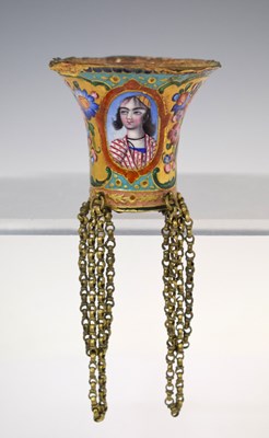 Lot 489 - Persian enamel holder