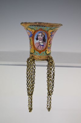 Lot 489 - Persian enamel holder