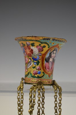 Lot 489 - Persian enamel holder