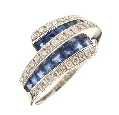 Lot 42 - 18ct white gold, sapphire and diamond dress ring
