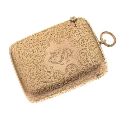 Lot 287 - Edwardian 9ct gold vesta case, Birmingham 1907