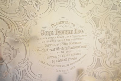 Lot 106 - GWR Interest - Victorian silver salver with scroll and leaf border