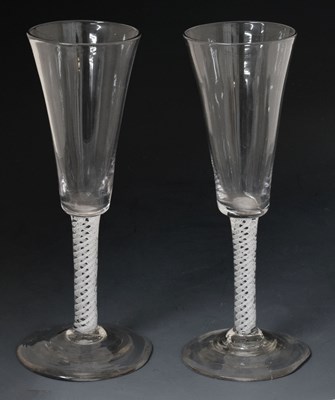 Lot 47 - Pair of opaque twist wine or cordial glasses