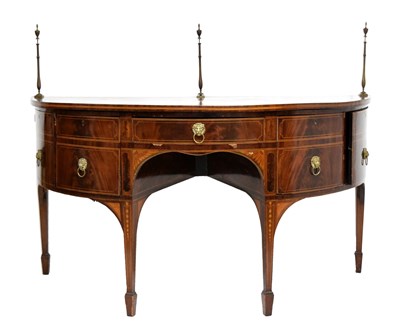 Lot 88 - George III inlaid mahogany demi-lune sideboard