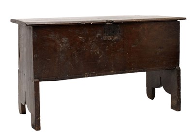 Lot 73 - 17th century oak six-plank boarded coffer