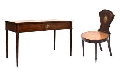 Lot 85 - Regency mahogany and painted armorial hall table and matching chair