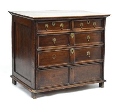Lot 717 - Late 17th century oak chest of drawers