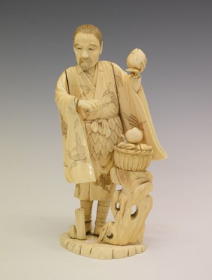 Lot 375 - Japanese Meiji period carved ivory okimono