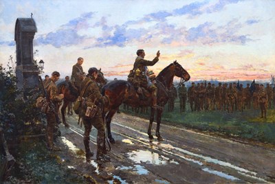 Lot 31 - Irish and Great War Interest - Fortunino Matania (1881-1963) - Oil on canvas - The Last General Absolution of the Munsters