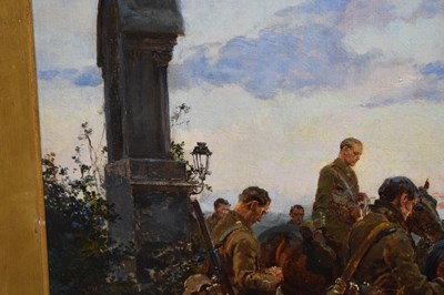Lot 31 - Irish and Great War Interest - Fortunino Matania (1881-1963) - Oil on canvas - The Last General Absolution of the Munsters