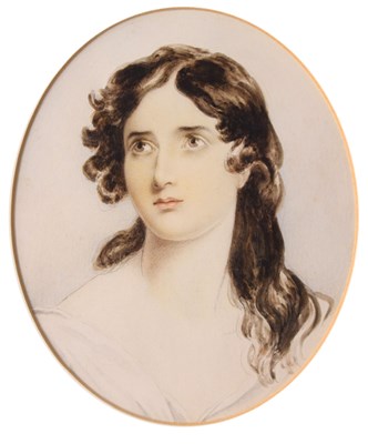 Lot 23 - Watercolour and pencil portrait study of Julia Bruce