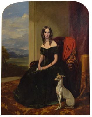 Lot 24 - James Curnock, Snr. (1812-1870) – Oil on canvas -  Elizabeth Plummer with dog