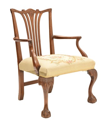 Lot 650 - George III oak 'country Chippendale' open armchair