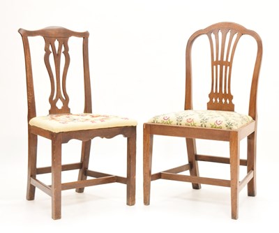 Lot 651 - George III oak 'country Hepplewhite' dining chair plus another