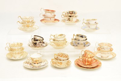 Lot 414 - Group of twelve early-mid 19th century porcelain trios and pairs