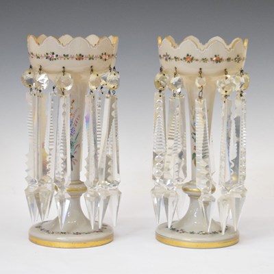 Lot 405 - Pair of painted lustres