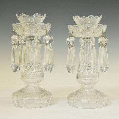Lot 412 - Waterford - Pair of cut crystal glass lustres
