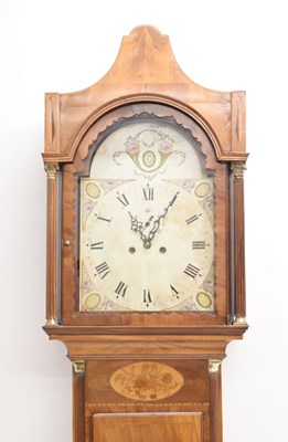 Lot 575 - Early 19th century inlaid mahogany-cased 8-day painted dial longcase clock