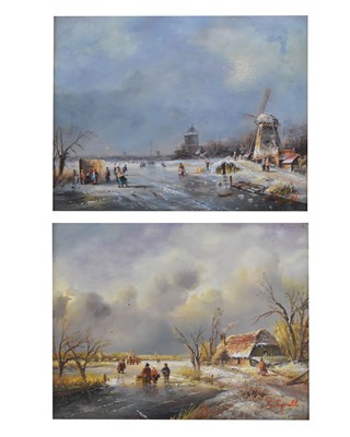 Lot 550 - C. Tyrell - Pair of Dutch-style oils