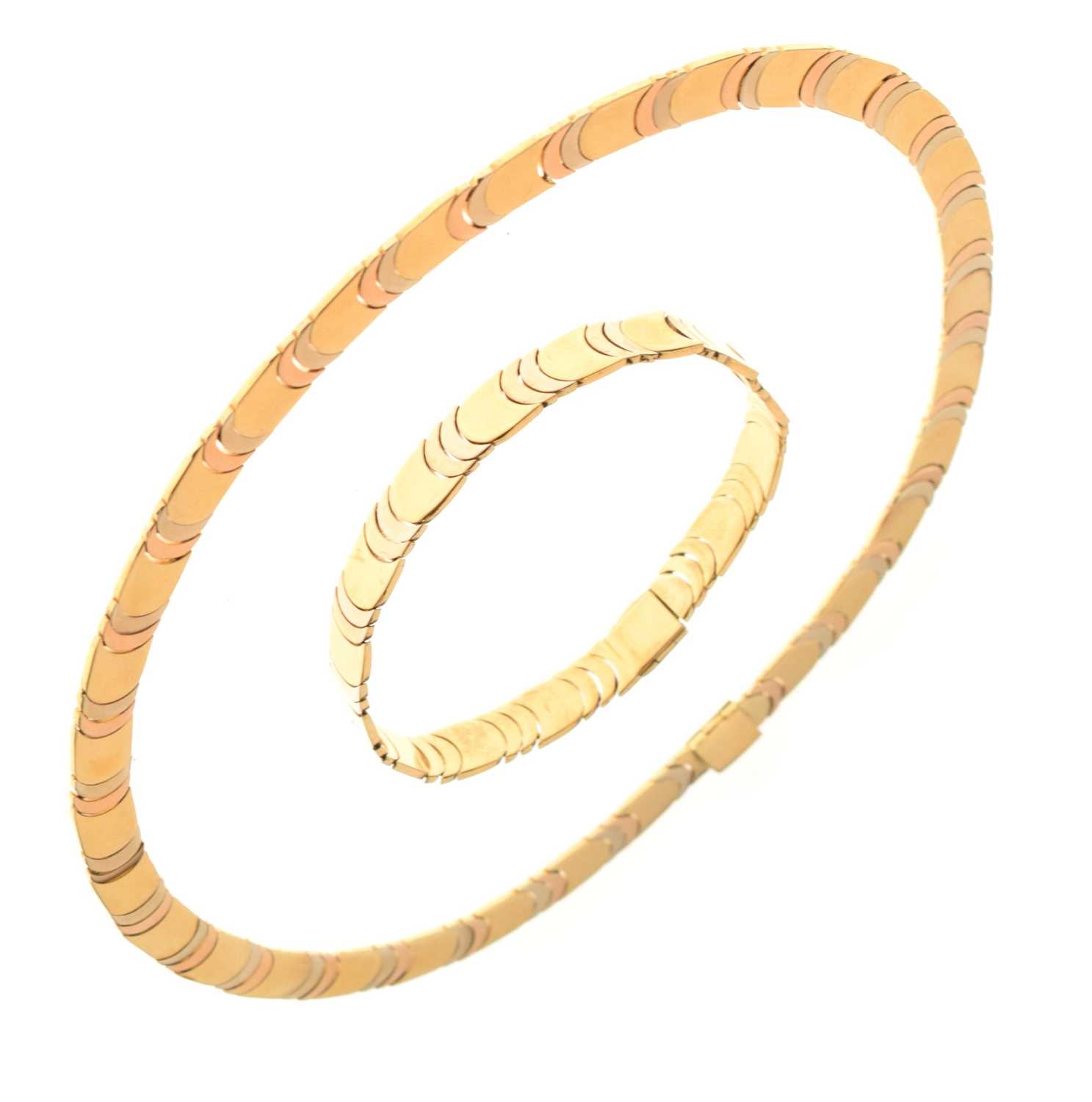 Lot 160 - Italian three-colour collar and matching bracelet