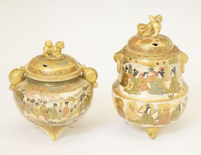 Lot 467 - Two Japanese Satsuma pots and covers