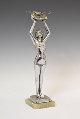 Lot 285 - Art Deco chromed figural lamp