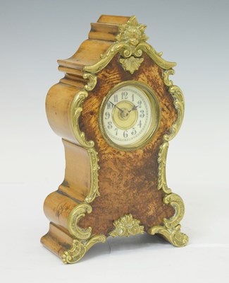 Lot 582 - French burr wood mantel timepiece, c.1900