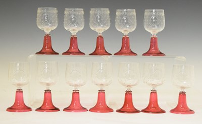 Lot 407 - Twelve hock glasses