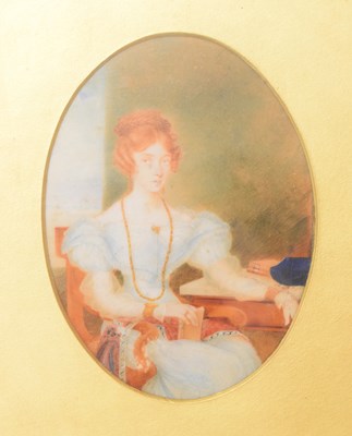 Lot 525 - Victorian oval watercolour portrait of a lady