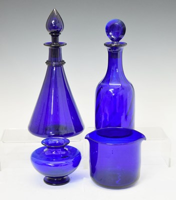 Lot 408 - Group of 'Bristol' blue table glass