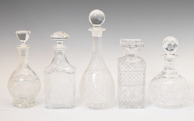Lot 409 - Five assorted lead crystal decanters