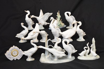 Lot 617 - Lladro - Quantity of porcelain geese figures