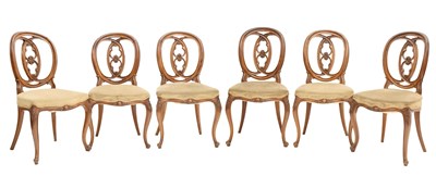 Lot 795 - Six Victorian walnut shield back dining chairs