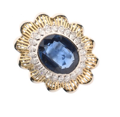 Lot 15 - Sapphire and diamond cluster dress ring
