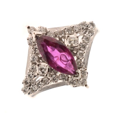 Lot 30 - Ruby and diamond cluster dress ring