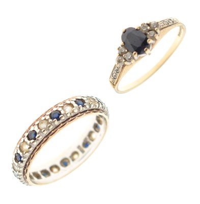 Lot 65 - 9ct gold sapphire and cubic zirconia cluster ring