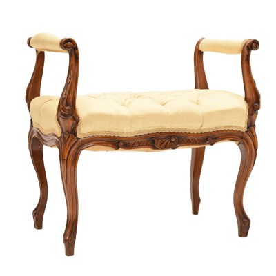 Lot 802 - 20th century deep-buttoned carved stool or window seat