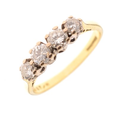 Lot 16 - 18ct gold ring set four brilliant cut diamonds